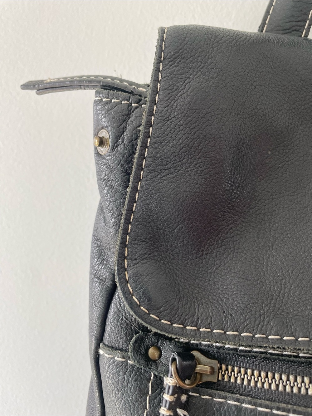 American Leather Co Black Leather Backpack Minimalist Everyday Bag - Picture 5 of 16